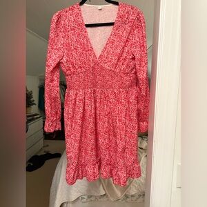 Floral Pink Long Sleeve Dress